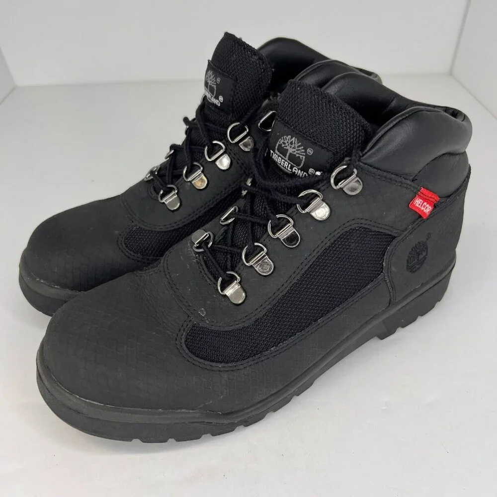 Timberland Helcor Mens 243330 Black Canvas Mid Top Size 6 Hiking Boots